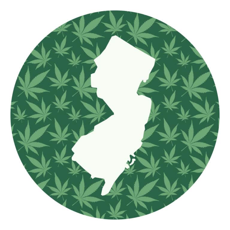 New Jersey Marijuana Leaves Round Map